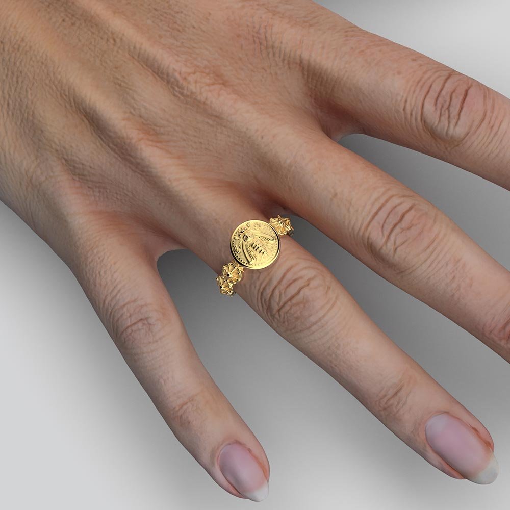 Bee Coin Ring in Ancient Greek Style - Oltremare Gioielli