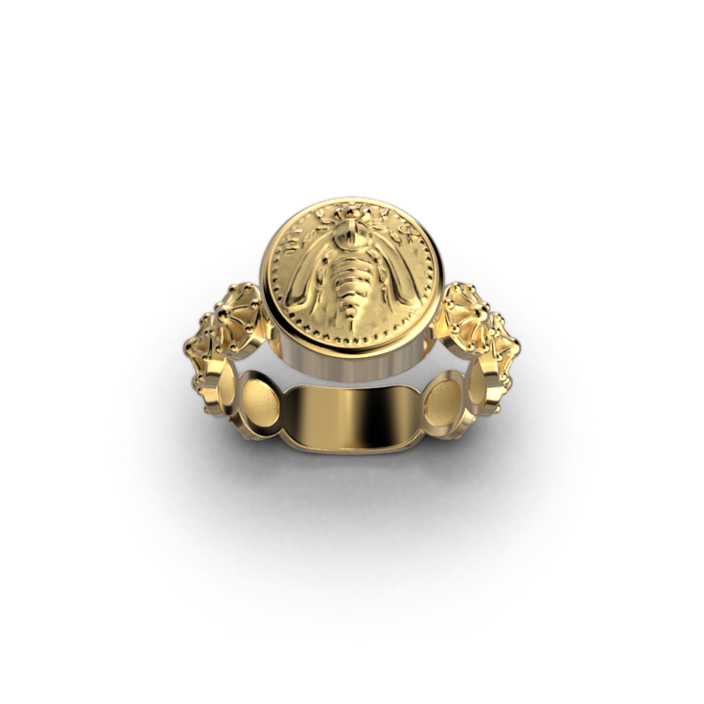 Bee Coin Ring in Ancient Greek Style - Oltremare Gioielli