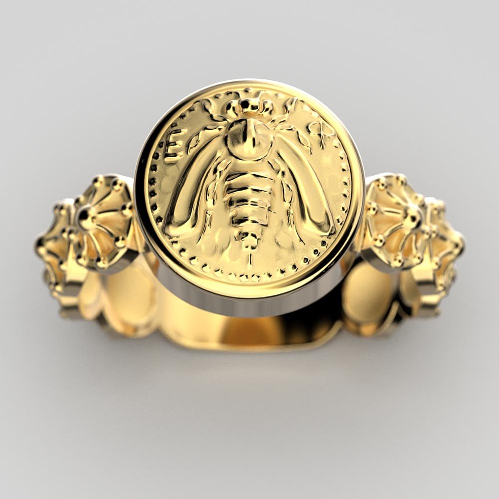 Bee Coin Ring in Ancient Greek Style - Oltremare Gioielli