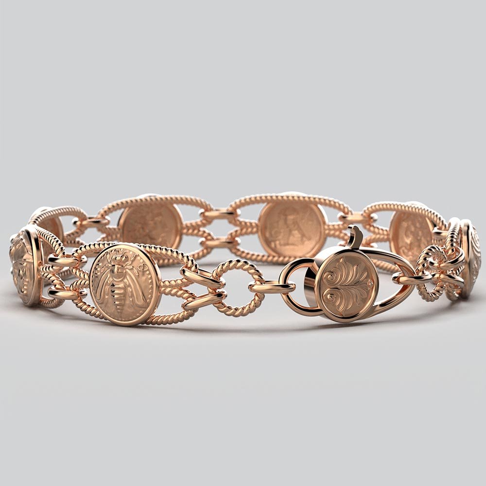 Greek Coin Style Link Gold Bracelet - Oltremare Gioielli