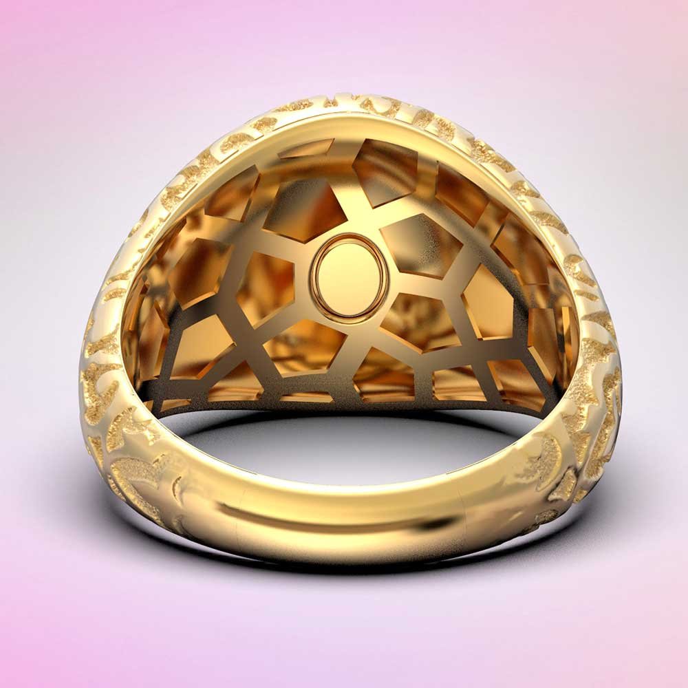 Damasked Dome Gold Ring - Oltremare Gioielli