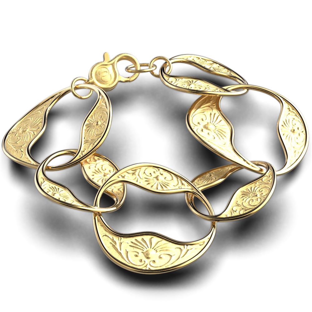 Gold Link Bracelet in Baroque Style - Oltremare Gioielli