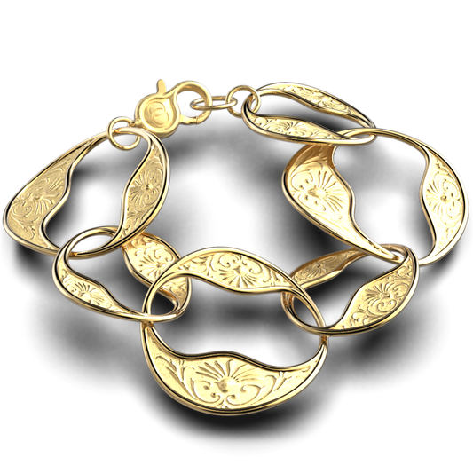 Gold Link Bracelet in Baroque Style - Oltremare Gioielli