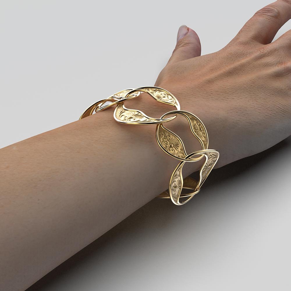 Gold Link Bracelet in Baroque Style - Oltremare Gioielli