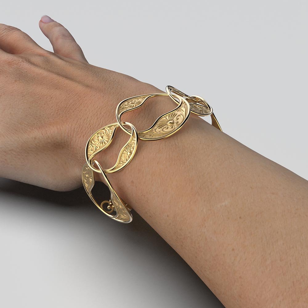 Gold Link Bracelet in Baroque Style - Oltremare Gioielli