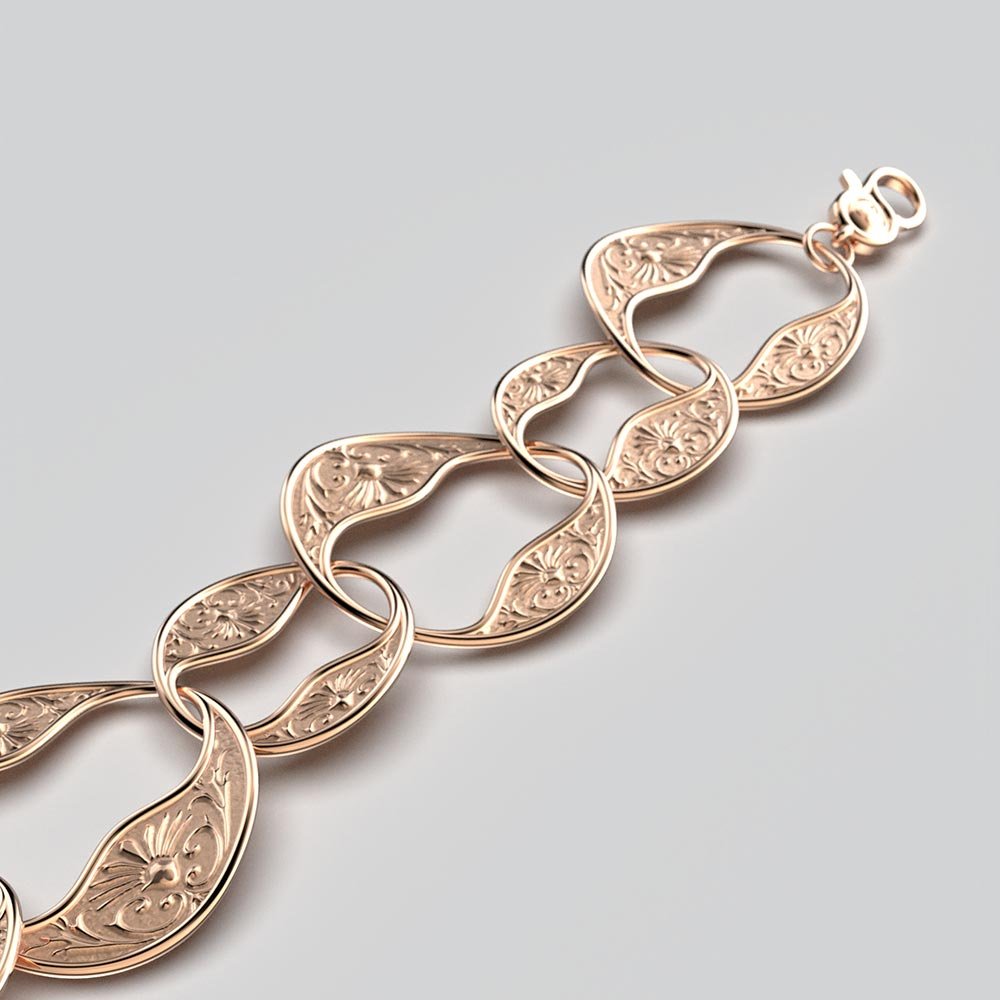 Gold Link Bracelet in Baroque Style - Oltremare Gioielli