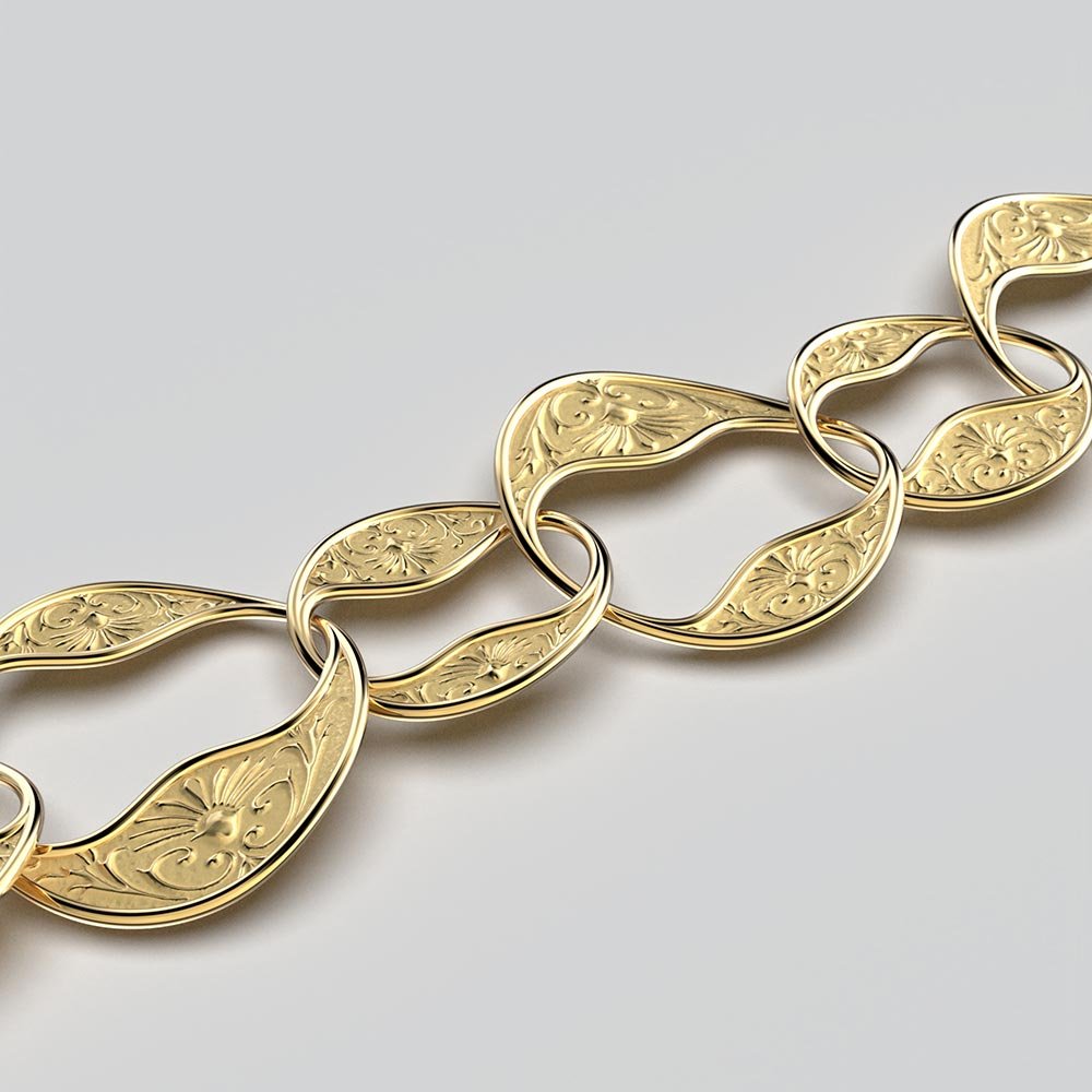 Gold Link Bracelet in Baroque Style - Oltremare Gioielli