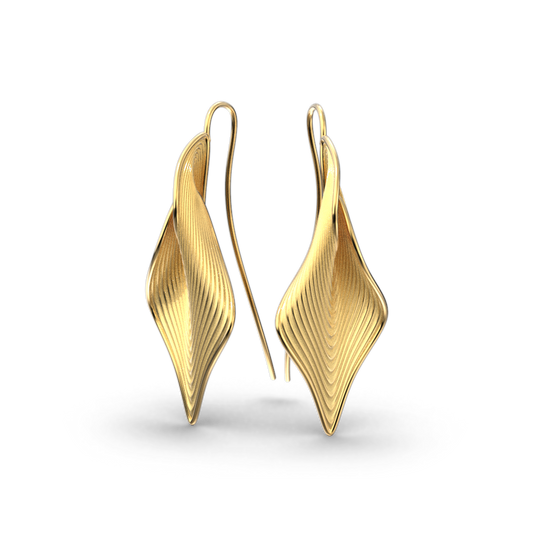 Long Gold Hook earrings With Modern Shape - Oltremare Gioielli