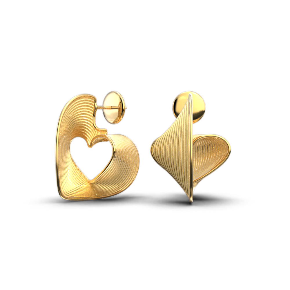 Italian statement gold heart earrings made in Italy by Oltremare Gioielli