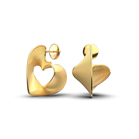 Italian statement gold heart earrings made in Italy by Oltremare Gioielli