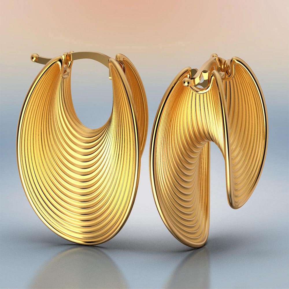 Stunning Gold Hoops Modern Oval Shape - Oltremare Gioielli