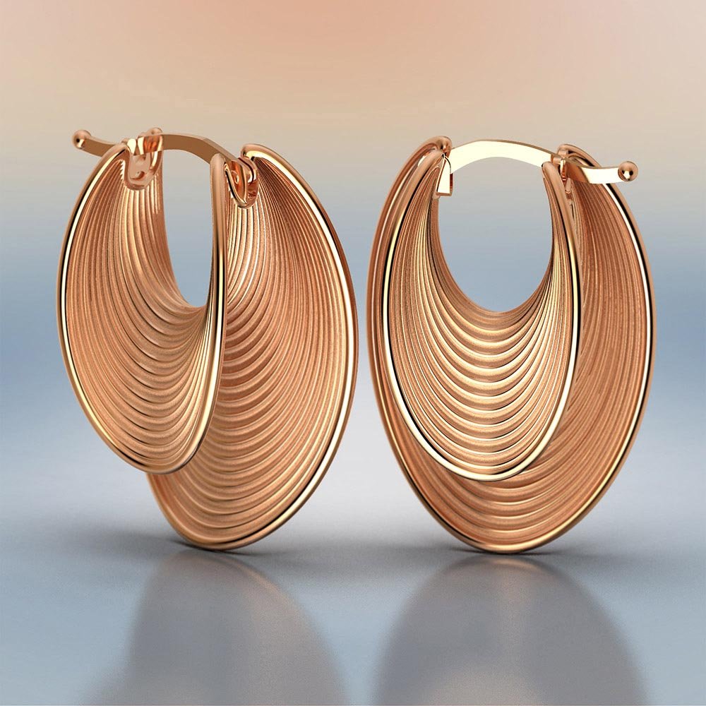 Stunning Gold Hoops Modern Oval Shape - Oltremare Gioielli