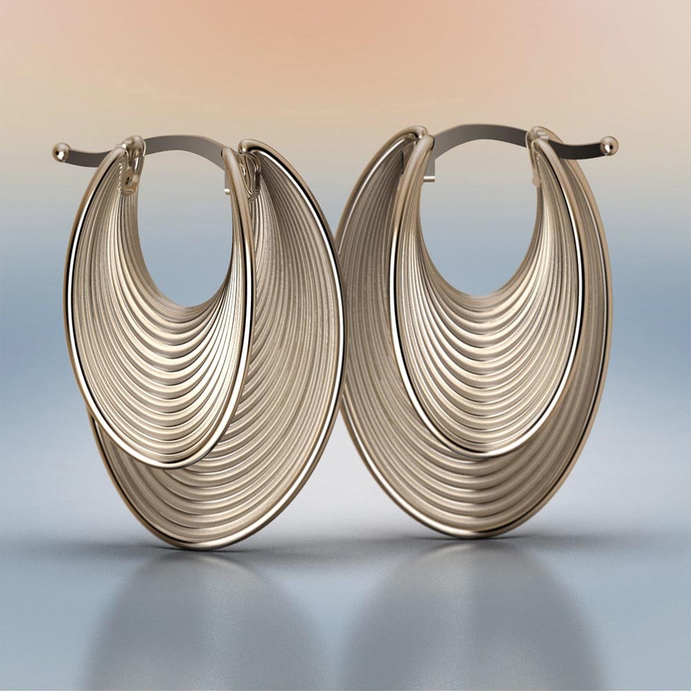 Stunning Gold Hoops Modern Oval Shape - Oltremare Gioielli