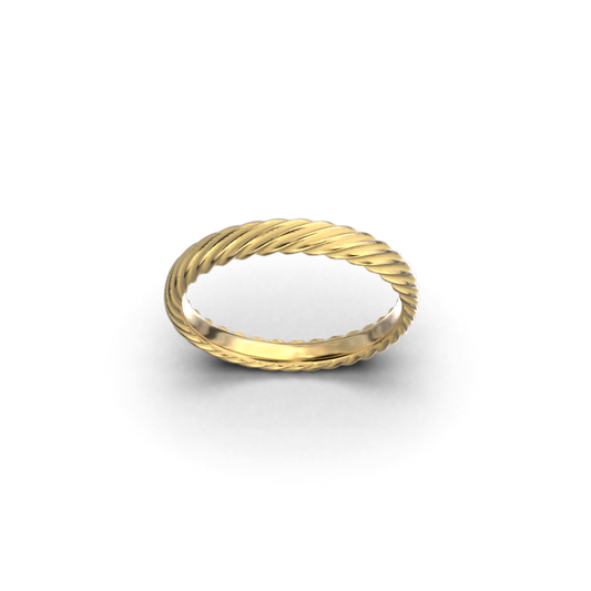 Ribbed gold wedding band made in Italy by Oltremare Gioielli, 14k or 18k Solid Gold 3 mm wide, 1,7 mm thick  Handmade in Italy