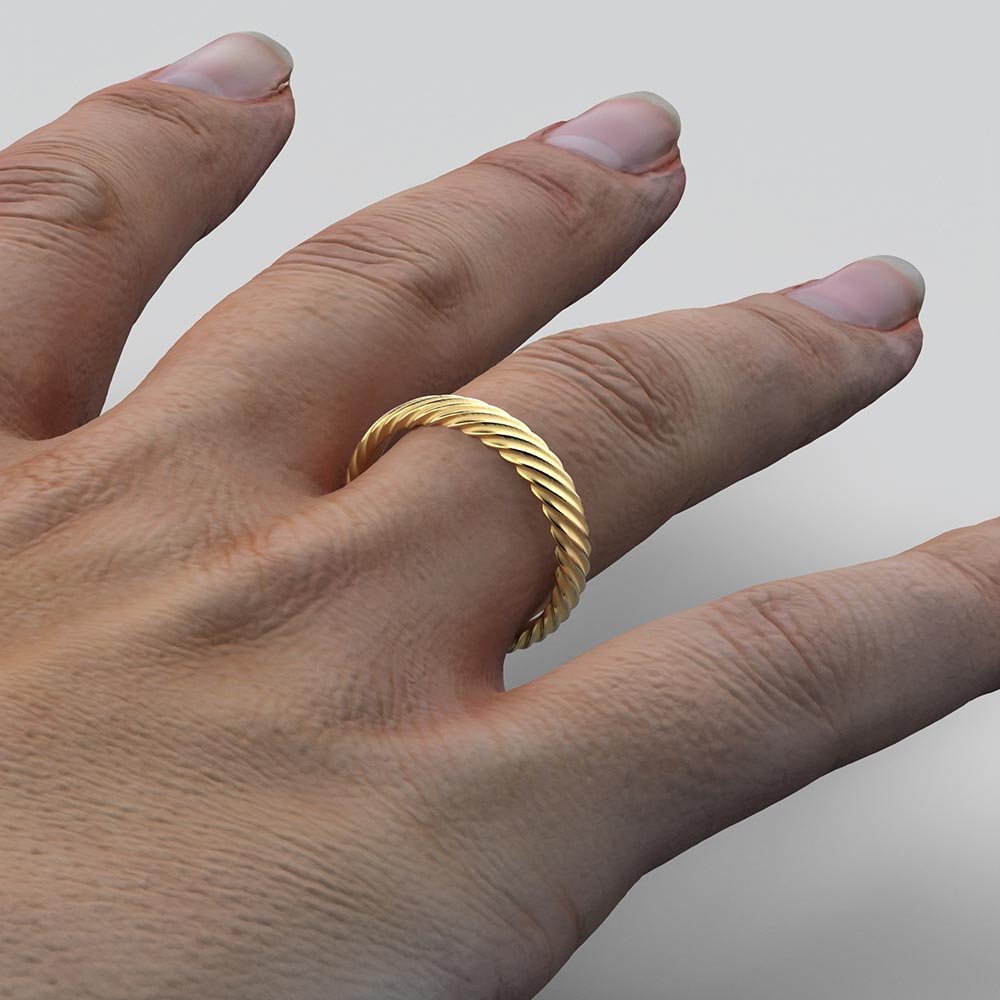 Ribbed Gold Wedding Ring - Oltremare Gioielli