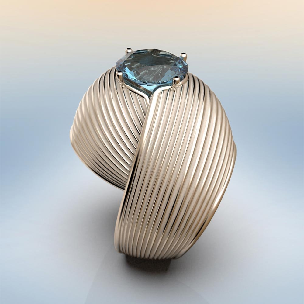 Statement Aquamarine Gold Ring - Oltremare Gioielli