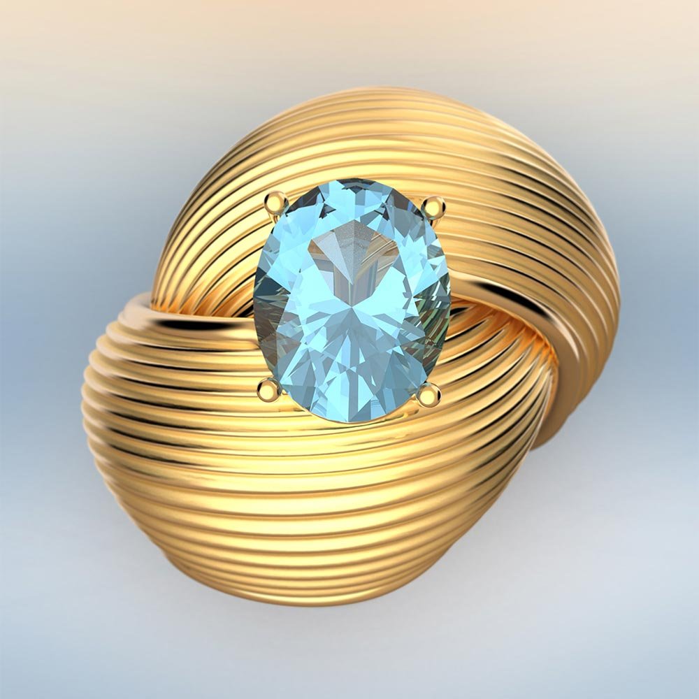 Statement Aquamarine Gold Ring - Oltremare Gioielli