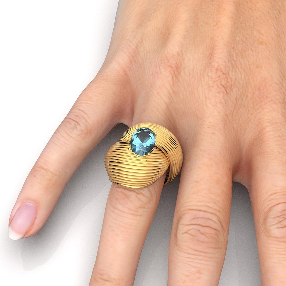 Statement Aquamarine Gold Ring - Oltremare Gioielli