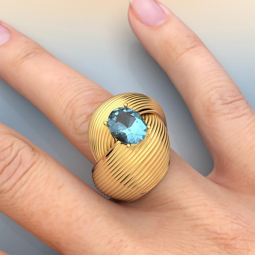Statement Aquamarine Gold Ring - Oltremare Gioielli