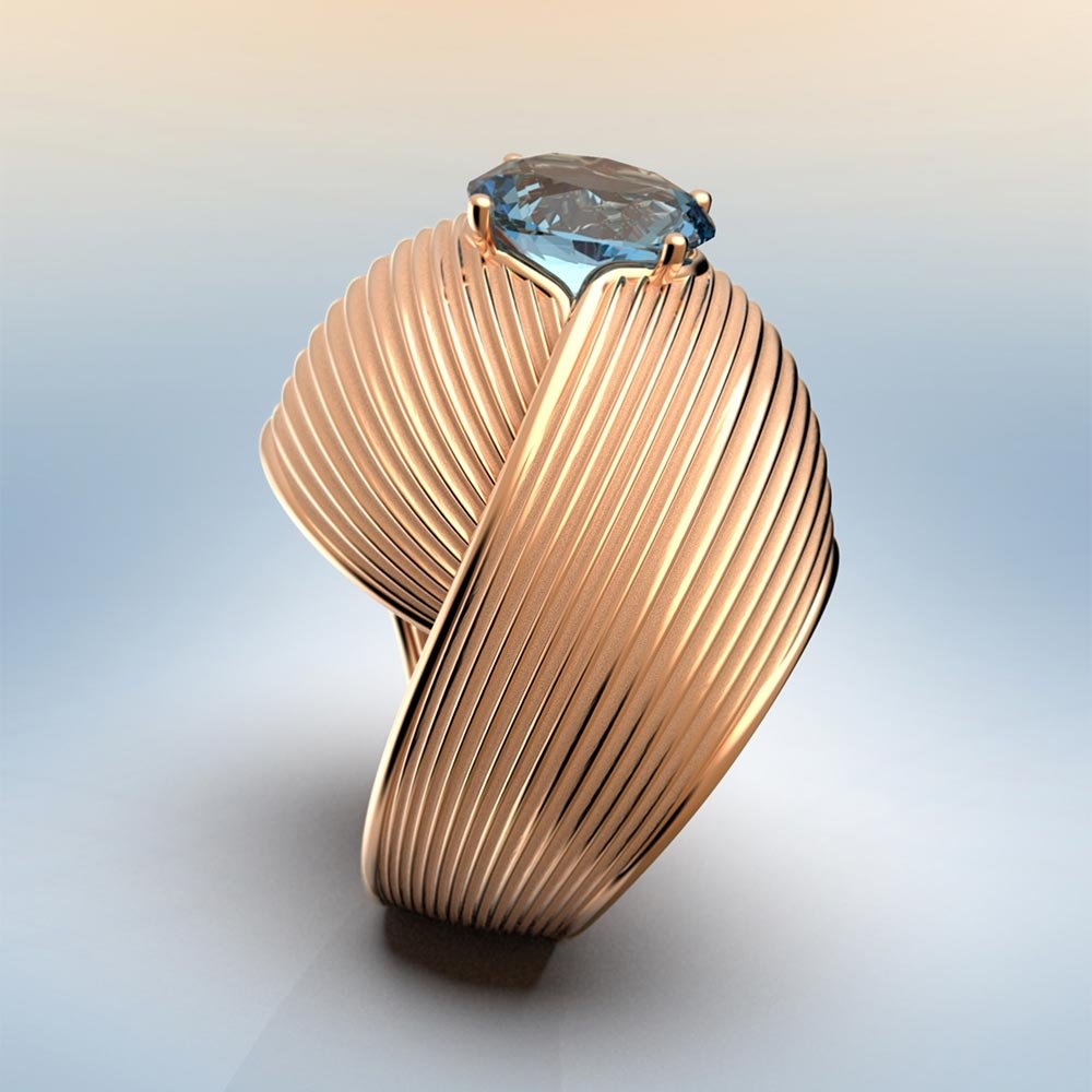 Statement Aquamarine Gold Ring - Oltremare Gioielli