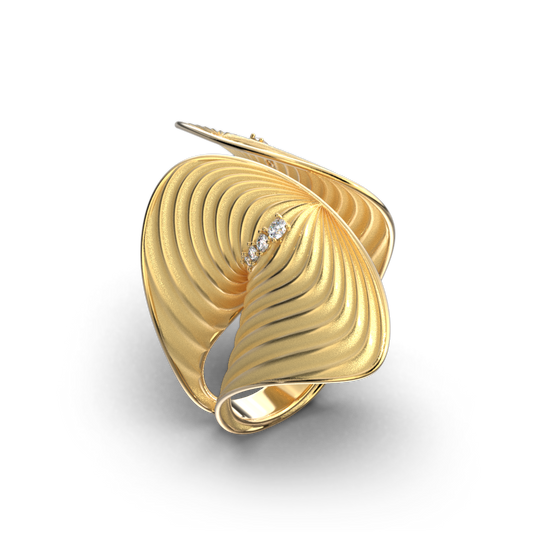 Futuristic Diamond Ring made in Italy - Oltremare Gioielli