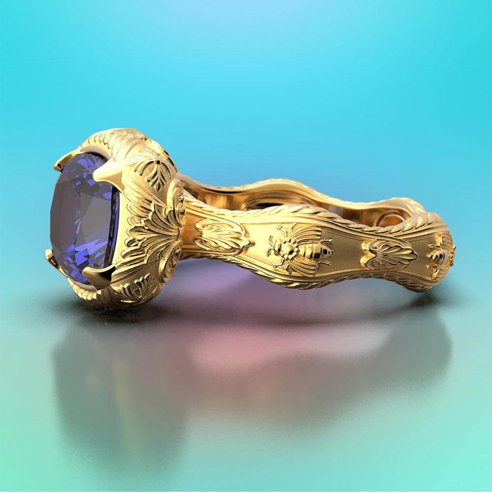 Tanzanite Ring in Italian Baroque Style - Oltremare Gioielli