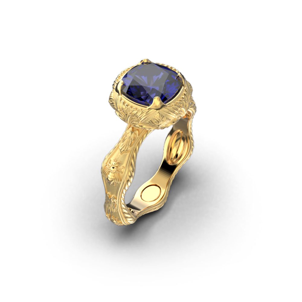 Tanzanite Ring in Italian Baroque Style - Oltremare Gioielli