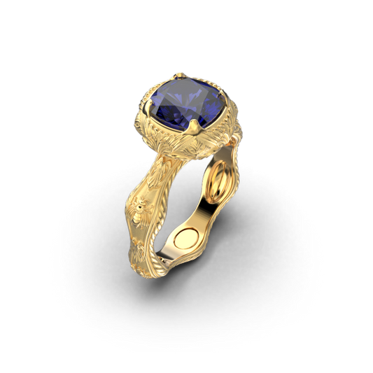 Tanzanite Ring in Italian Baroque Style - Oltremare Gioielli