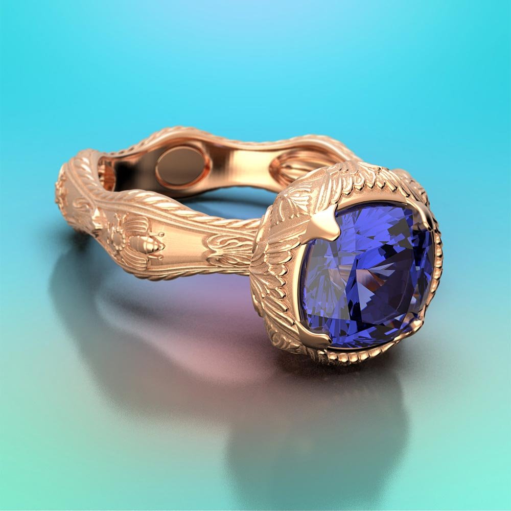 Tanzanite Ring in Italian Baroque Style - Oltremare Gioielli