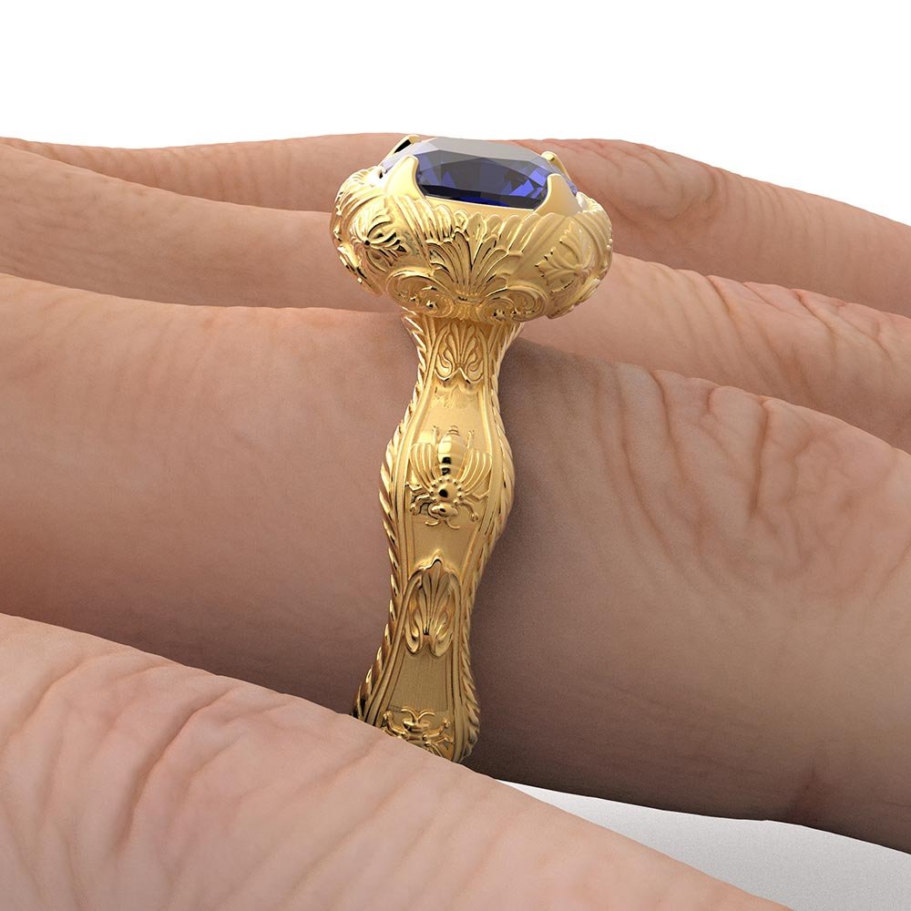 Tanzanite Ring in Italian Baroque Style - Oltremare Gioielli