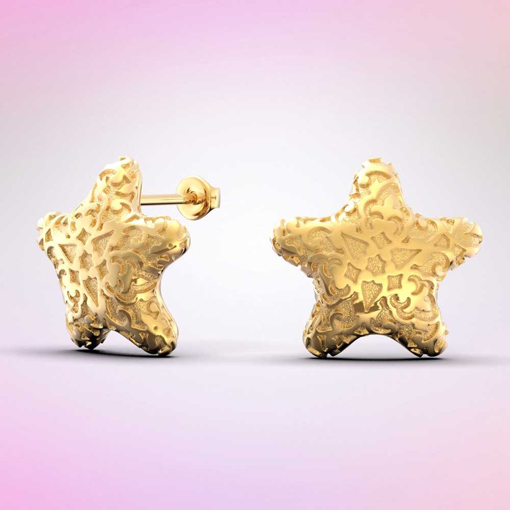 Italian Gold Starfish Stud Earrings - Oltremare Gioielli