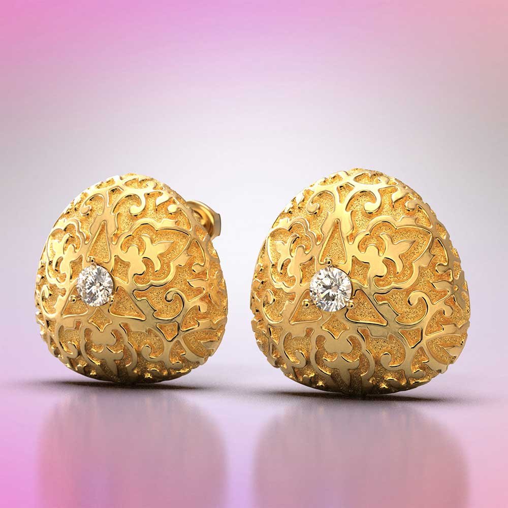 Diamond Earrings with Damask Decoration - Oltremare Gioielli