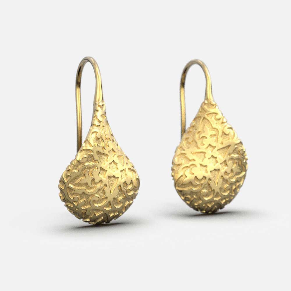 Twisted Earrings With Damasked Pattern - Oltremare Gioielli