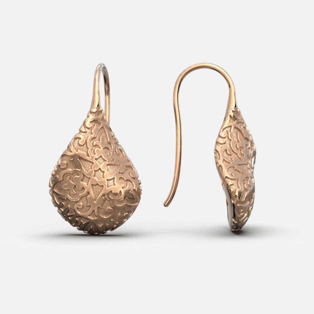 Twisted Earrings With Damasked Pattern - Oltremare Gioielli