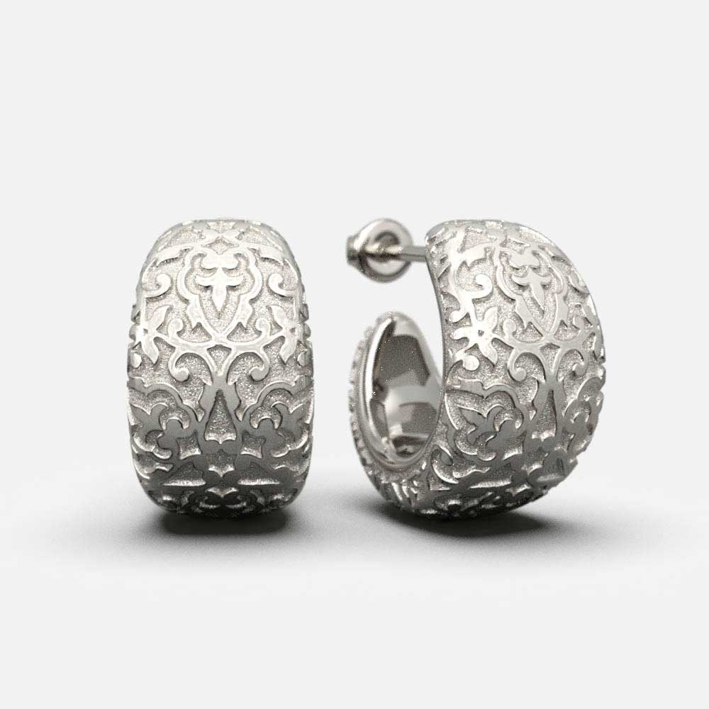Hoop Earrings With Damasked Pattern - Oltremare Gioielli