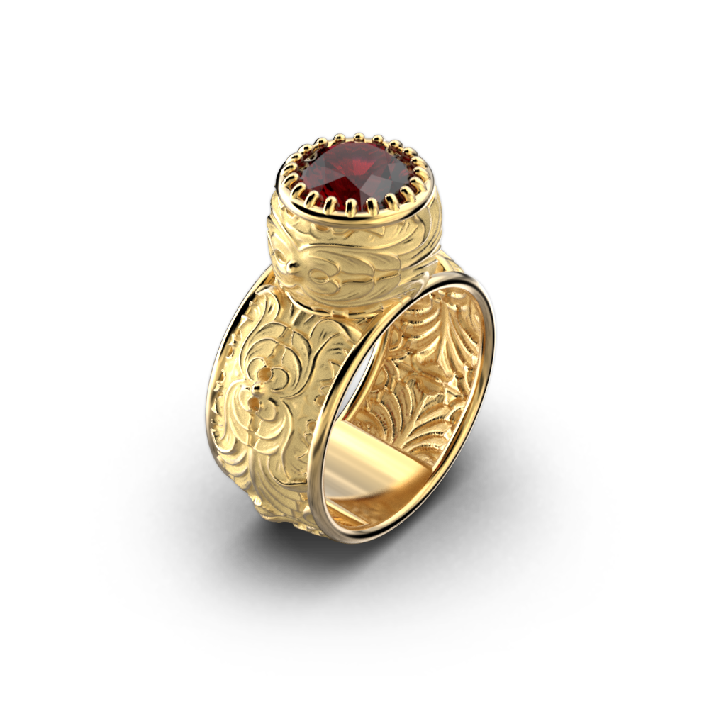 Baroque Style Gold Gemstone Ring - Oltremare Gioielli