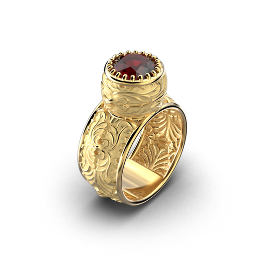 Baroque Style Gold Gemstone Ring - Oltremare Gioielli