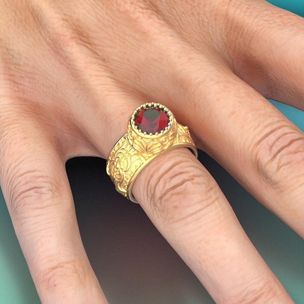 Baroque Style Gold Gemstone Ring - Oltremare Gioielli