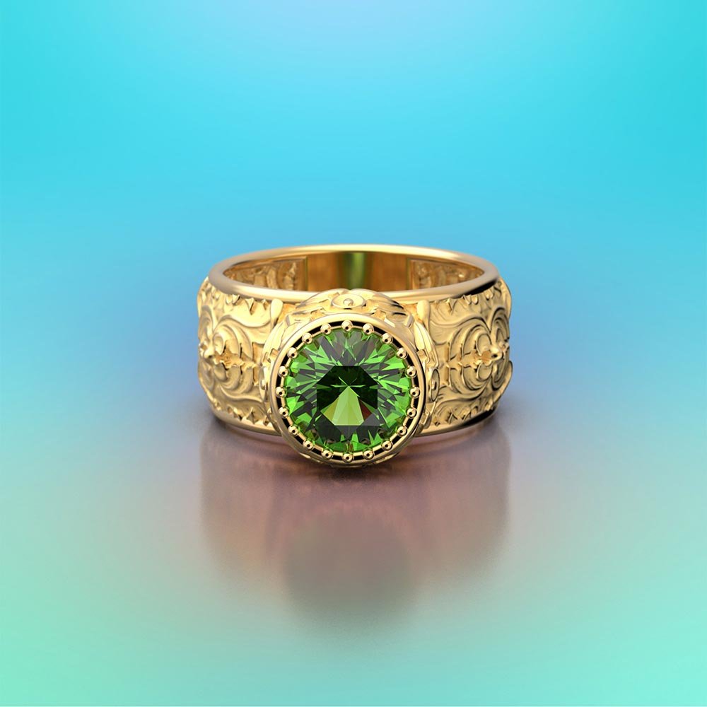 Baroque Style Gold Gemstone Ring - Oltremare Gioielli