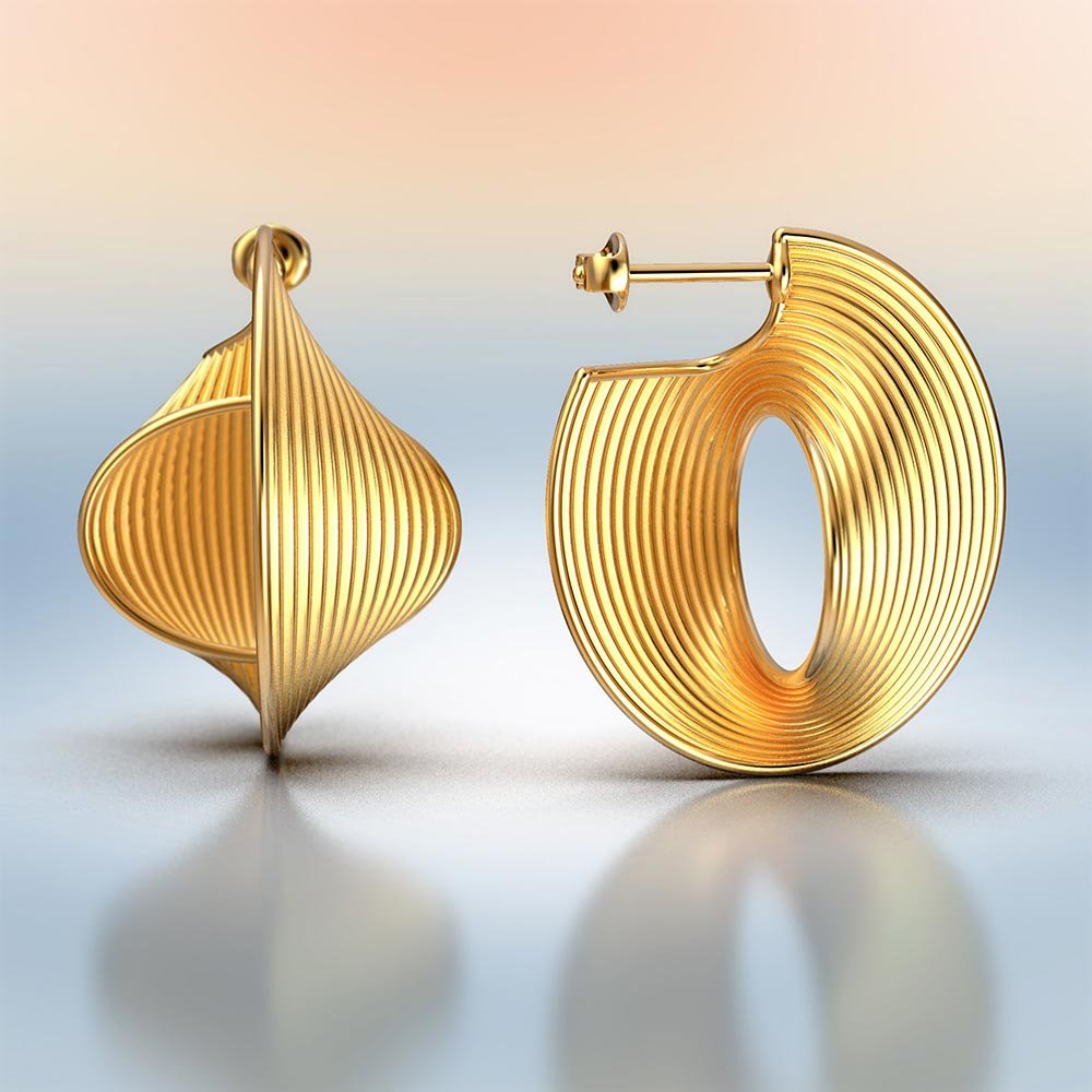 Modern Large Gold Hoop Earrings - Oltremare Gioielli