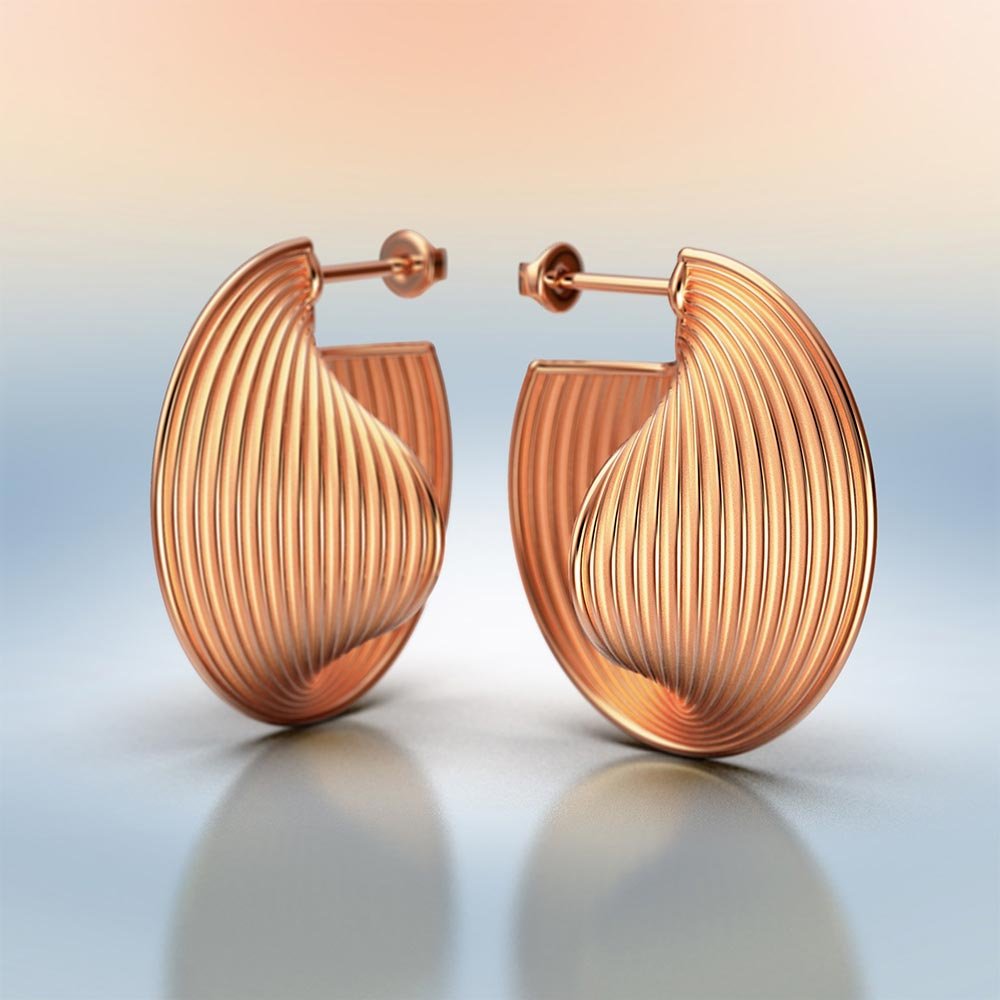 Modern Large Gold Hoop Earrings - Oltremare Gioielli