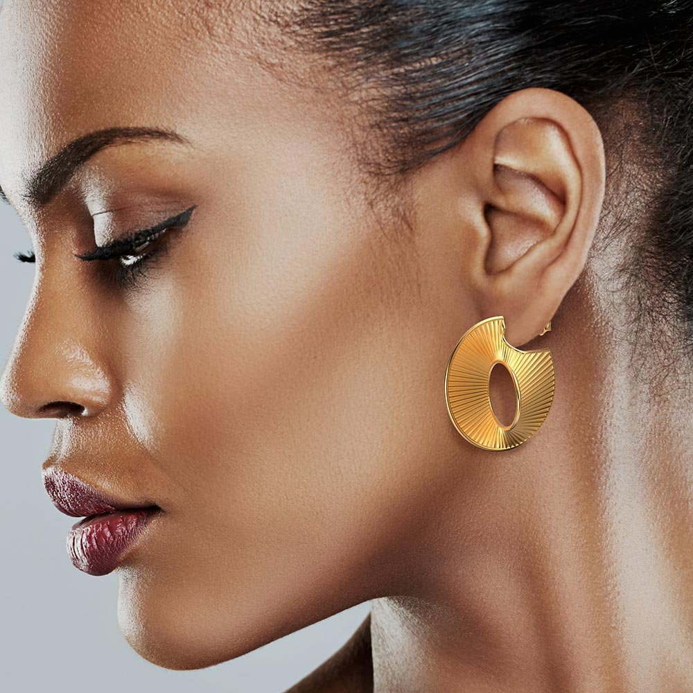 Modern Large Gold Hoop Earrings - Oltremare Gioielli