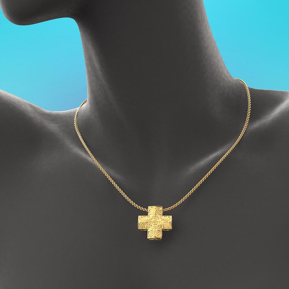 Byzantine Style Gold Cross Necklace - Oltremare Gioielli