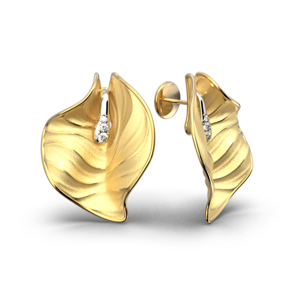 Calla Gold Diamond Earrings - Oltremare Gioielli