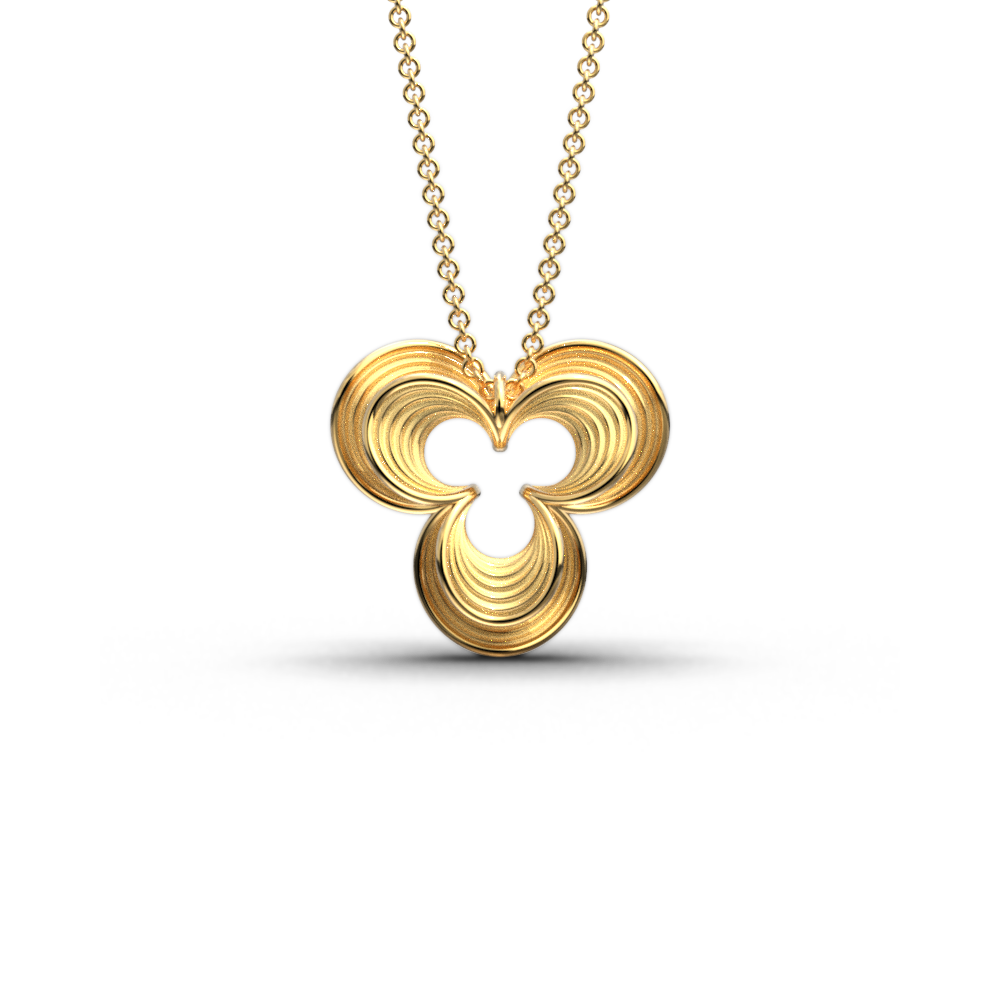 Italian gold lucky charm , gold clover pendant necklace in 14k or 18k genuine gold by Oltremare Gioielli