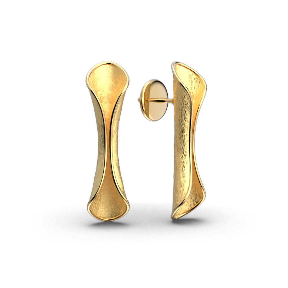 Contemporary modern gold earrings made in Italy by Oltremare Gioielli