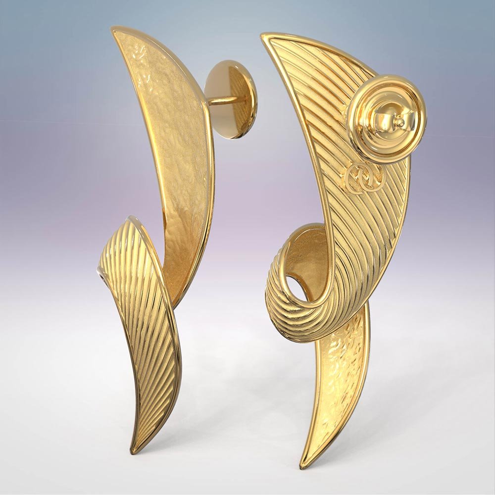 Contemporary Gold Earrings Made in Italy - Oltremare Gioielli