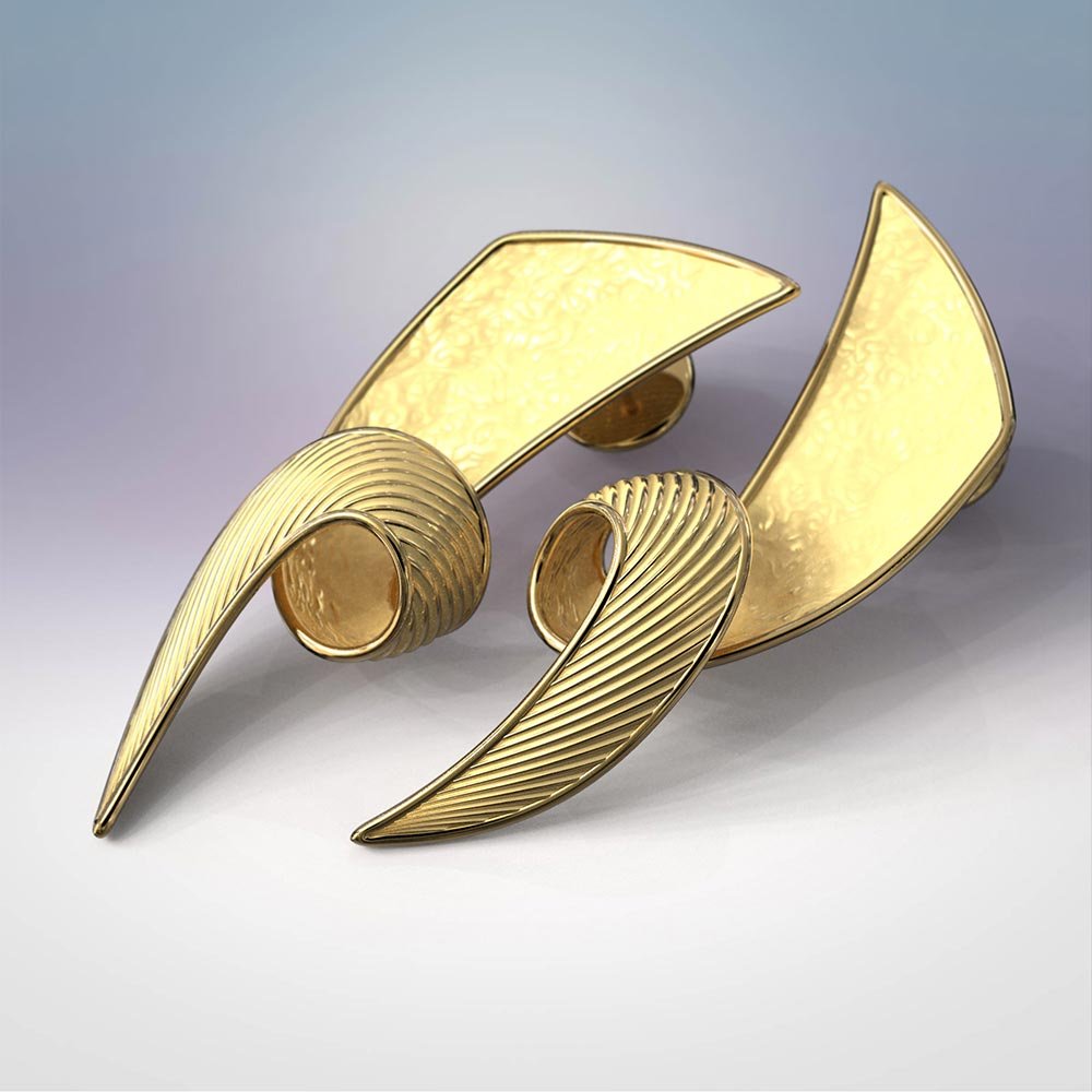 Contemporary Gold Earrings Made in Italy - Oltremare Gioielli