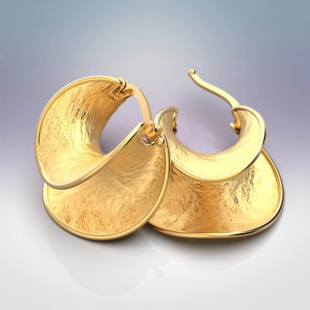 Contemporary Gold Hoop Earrings Made in Italy - Oltremare Gioielli