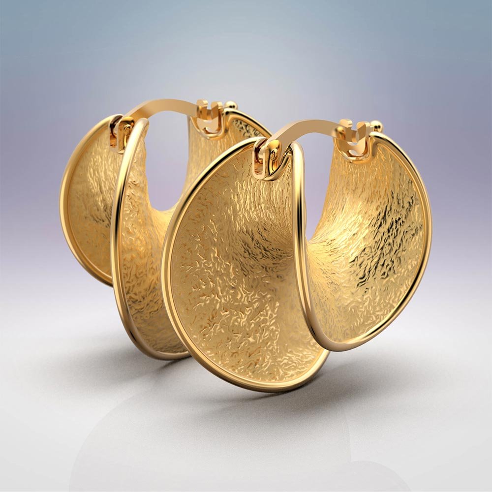 Contemporary Gold Hoop Earrings Made in Italy - Oltremare Gioielli